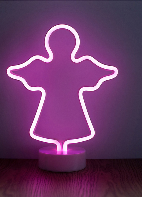 Dekorative Lampe Engel Neon mit Ständer, Warm Licht, mit Batteriebetrieb