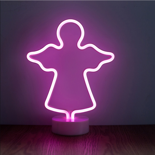 Dekorative Lampe Engel Neon mit Ständer, Warm Licht, mit Batteriebetrieb
