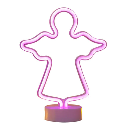 Dekorative Lampe Engel Neon mit Ständer, Warm Licht, mit Batteriebetrieb
