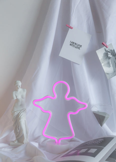 Dekorative Lampe Engel Neon mit Ständer, Warm Licht, mit Batteriebetrieb