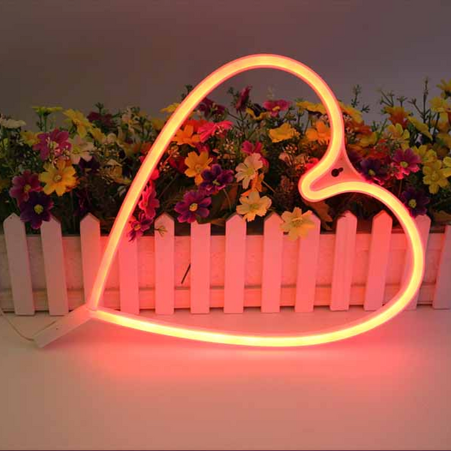Dekorative Lampe Typ Herz Neon, Warm Licht, mit Batteriebetrieb