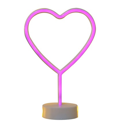 Dekorative Lampe Typ Herz Neon mit Ständer, Warm Licht, mit Batteriebetrieb