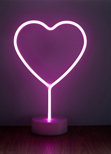 Dekorative Lampe Typ Herz Neon mit Ständer, Warm Licht, mit Batteriebetrieb