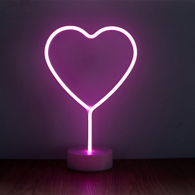 Dekorative Lampe Typ Herz Neon mit Ständer, Warm Licht, mit Batteriebetrieb