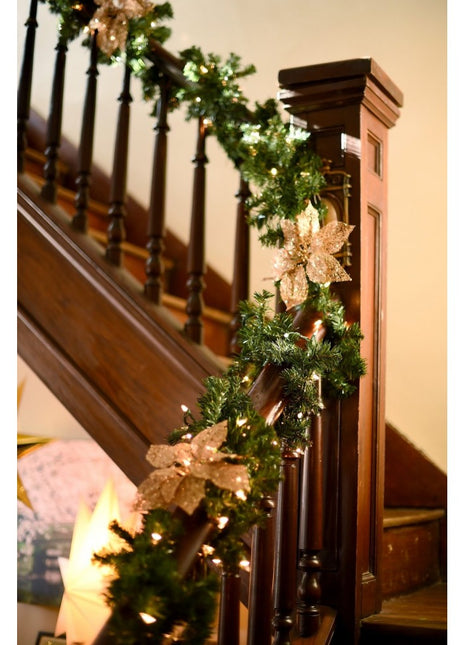 Weihnachtsgirlande 5M Tannengirlande mit 80 Mini-LEDs, Warm Licht, mit Batterien, für Außen