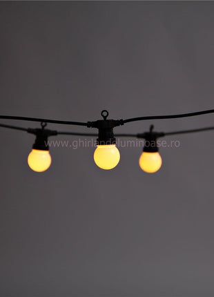 Lichterkette zu vermieten 10M mit 20 Matt Glühlampen-LEDs, Schwarzes Kabel, Warm Licht, Verbindbar 50M, für Außen