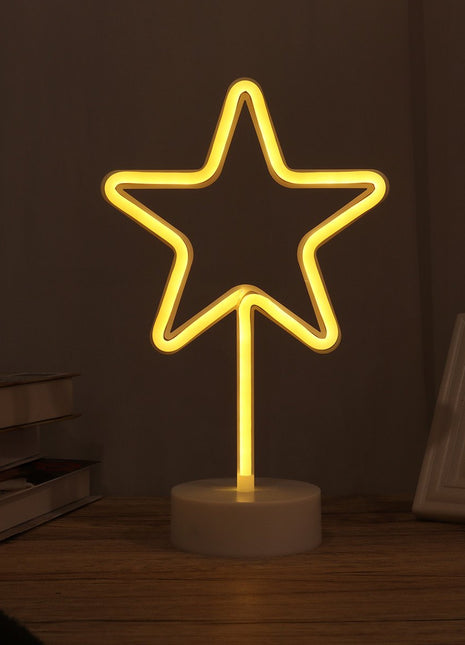 Dekorative Lampe Typ Stern, Neonlichter mit Ständer, Warm Licht, Batteriebetrieb