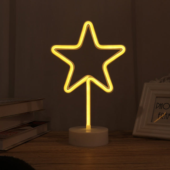 Dekorative Lampe Typ Stern, Neonlichter mit Ständer, Warm Licht, Batteriebetrieb
