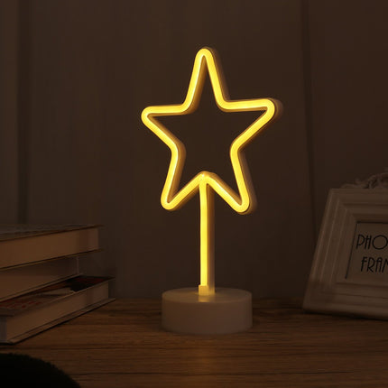 Dekorative Lampe Typ Stern, Neonlichter mit Ständer, Warm Licht, Batteriebetrieb