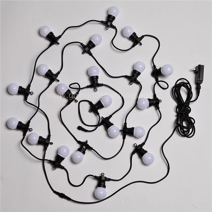 Lichterkette zu vermieten 10M mit 20 Matt Glühlampen-LEDs, Schwarzes Kabel, Warm Licht, Verbindbar 50M, für Außen