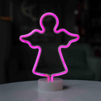 Dekorative Lampe Engel Neon mit Ständer, Warm Licht, mit Batteriebetrieb