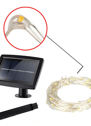 Solar Lichterkette 20M mit 200 Mini-LEDs Kupferdraht, 8 Programmen, Warm Licht, für Außen