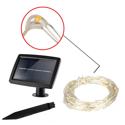 Solar Lichterkette 20M mit 200 Mini-LEDs Kupferdraht, 8 Programmen, Warm Licht, für Außen