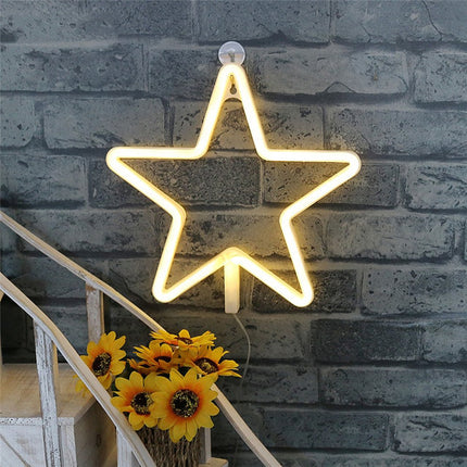 LED Leuchten Stern, Leuchtreklame, Kunststoff, Warm Licht, mit Batteriebetrieb