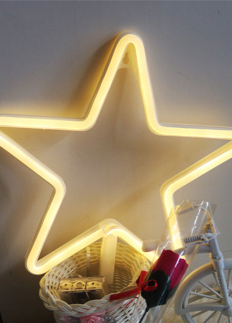 LED Leuchten Stern, Leuchtreklame, Kunststoff, Warm Licht, mit Batteriebetrieb