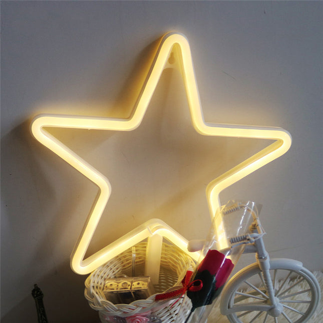 LED Leuchten Stern, Leuchtreklame, Kunststoff, Warm Licht, mit Batteriebetrieb