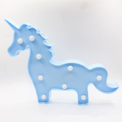Volumetrische Förmchen Beleuchtete blau Einhorn, Warm Licht, mit Batteriebetrieb