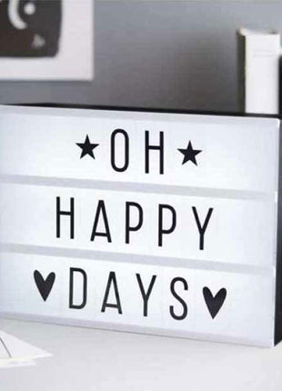 Leuchtkasten Kino Vintage mit 85 Buchstaben, Zahlen und Symbole, Größe A4, Batteriebetrieben, USB-Anschlusskabel