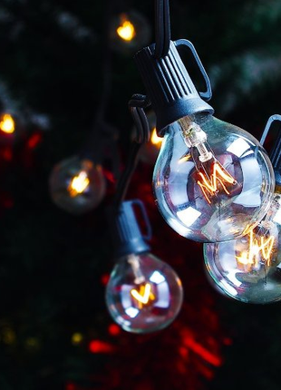 Zickzack Lichterkette 10M mit 25 + 2 Geschenke Glühlampen Filament E12, 10W, Verbindbar 20M, für Außen