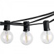 Lichterkette 5M mit 20 LED-Lampen Filament ''I'', E14, 0.5W, Schwarzes Kabel, Verbindbar 250M, für Außen