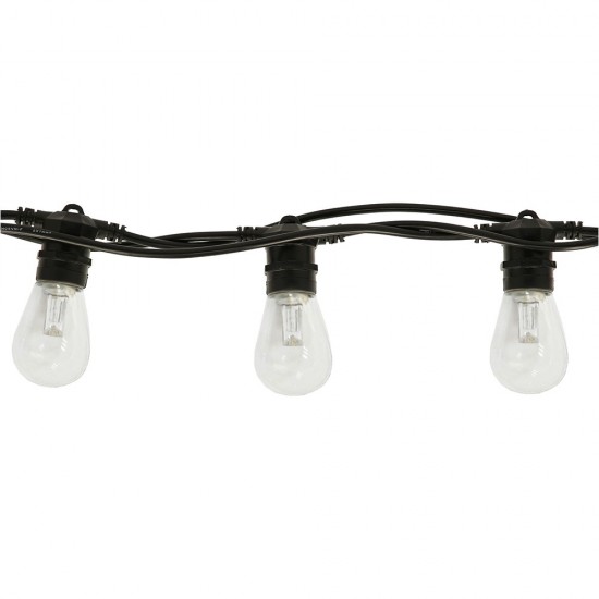 Lichterkette 10M mit 20 LED-Birnen E27, 2W, Kunststoff, Dimmbar, Schwarzes Flachkabel/Rundkabel, Verbindbar 250M, für Außen