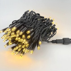 Lichterkette 10M mit 100 LEDs, Schwarzes Kabel, Warm Licht, Verbindbar 200M, für Außen