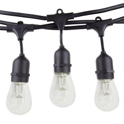 Lichterkette 10M mit 20 Pendel LED-Birnen, E27, 2W, Kunststoff, Dimmbar, Schwarzes Kabel, Verbindbar 250M, für Außen