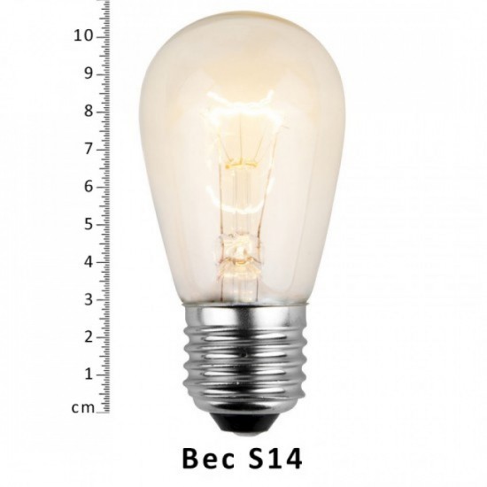 Lichterkette 10M mit 10 Incandescent Glühbirnen, S14, E27, 11W, Dimmbar, Schwarzes Kabel, Verbindbar 90M, für Außen