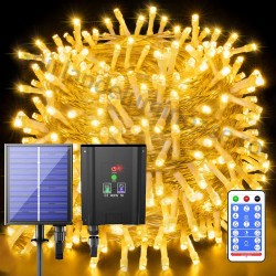 Solar Lichterkette 80M mit 800 LEDs, 8 Programme, Warm Licht, mit Fernbedienung, für Außen