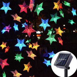 Bunte Solar Lichterkette 3M mit 20 Sternen-LEDs, Dunkelgrün Kabel, Mehrfarbige Licht, für Außen
