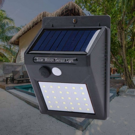 LED Solarlampe mit 30 LEDs mit Bewegungssensor, für Wandmontage