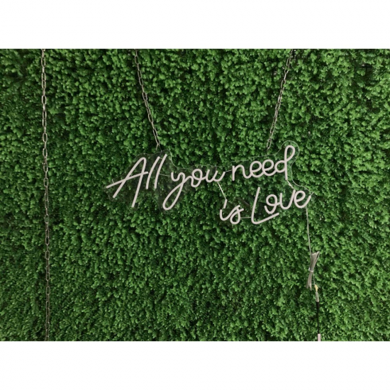 LED-Neon Schriftzug "All you need is Love", Kunststoff, Plexiglas, mit Fernbedienung