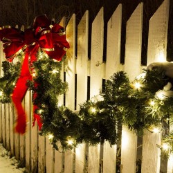 Weihnachtsgirlande 2,7M Tannengirlande mit 50 Mini-LEDs, Warm Licht, Verbindbar, für Außen