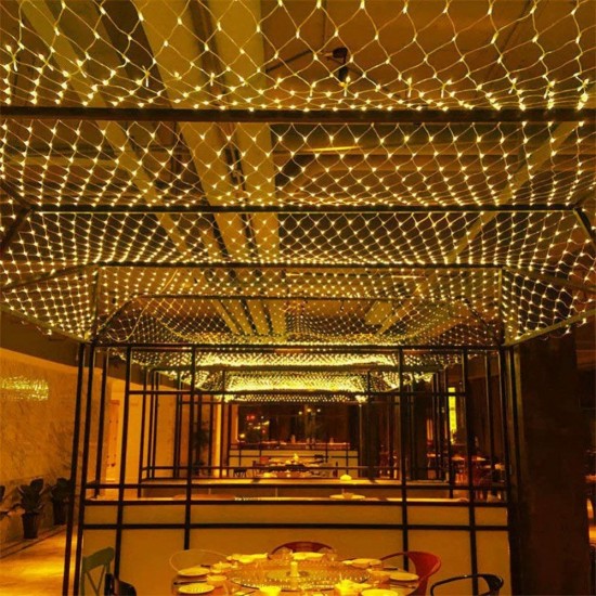 Lichternetz 10 × 8m mit 2000 LEDs, Durchsichtig Kabel, Warm Licht, für Außen