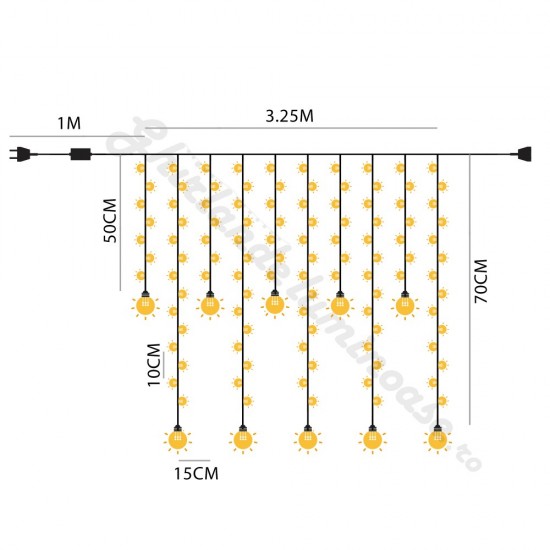 Lichtervorhang 3.25M × 0.5M/ 0.7M mit 120 LEDs, Durchsichtig Kabel, Bunten Licht und Flash, Verbindbar 16M, für Außen