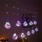 Lichtervorhang 3M mit 10 Große Kugeln mit Tannenbäumen darin, Silberkupfer Draht, Mehrfarbige Licht RGB, Verbindbar 15M, für Außen