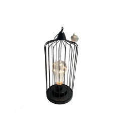 Tischlampe-Laterne mit mini-LED-Birne und Vogelkäfig, Warmes Licht, mit Batterien