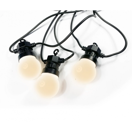 Solar Lichterkette mit USB, 10M mit 10 Matt Weiß LED-Lampen, Schwarzes Kabel, Warm Licht, für Außen