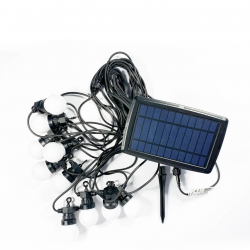 Solar Lichterkette mit USB, 10M mit 10 Matt Weiß LED-Lampen, Schwarzes Kabel, Warm Licht, für Außen