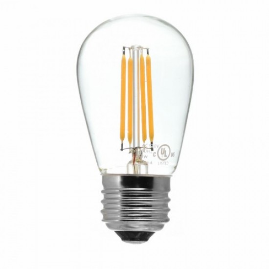 Lichterkette 10M mit 20 LED-Birnen, E27, 4W, Schwarzes Flachkabel/Rundkabel, Warm Licht, Verbindbar 120M, für Außen