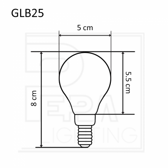 Leuchtmittel mit 4 LEDs Filament G50, E12S, 4W, Glas, Warm Licht, für Innen