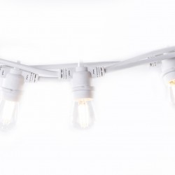 Lichterkette 5M mit 10 Klar Birnen-LEDs, E27 4W, Weißes Kabel, Warm Licht, Verbindbar 250M, für Außen