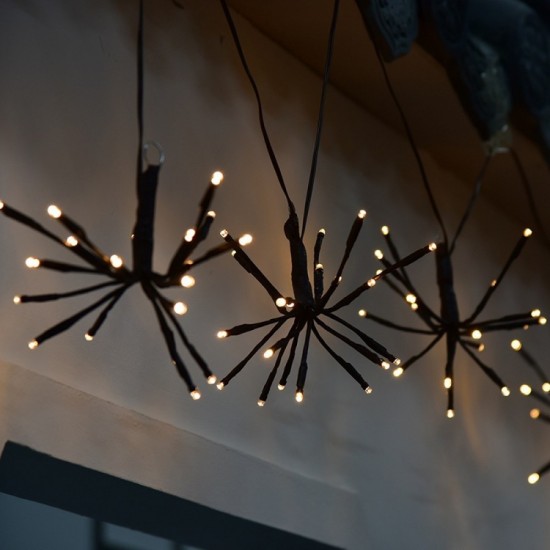 Lichtervorhang 2M mit 100 Mini-LEDs Feuerwerk, Schwarzes Kabel, Warm Licht, für Außen