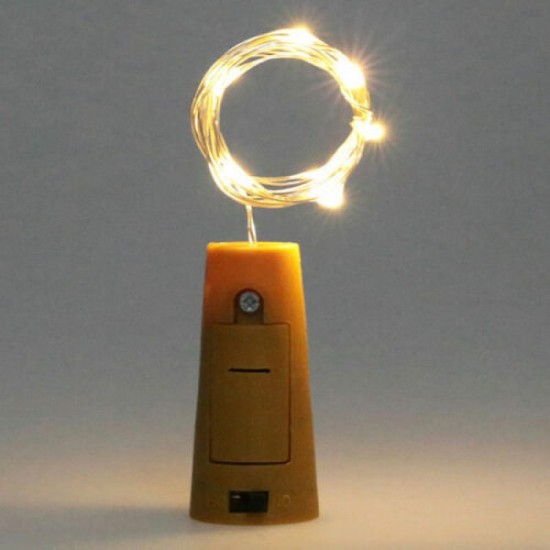 Flaschenlicht Korken mit Lichterkette 2M mit 20 Mini-LEDs, Warm Licht, mit Batterien enthalten
