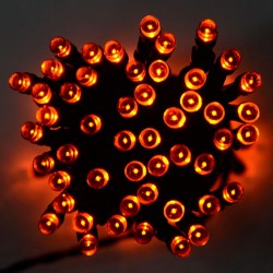 Deko Lichterkette 15M mit 200 Mini-LEDs, 8 Programmen, Schwarzes Kabel, Oranges Licht, für Außen 