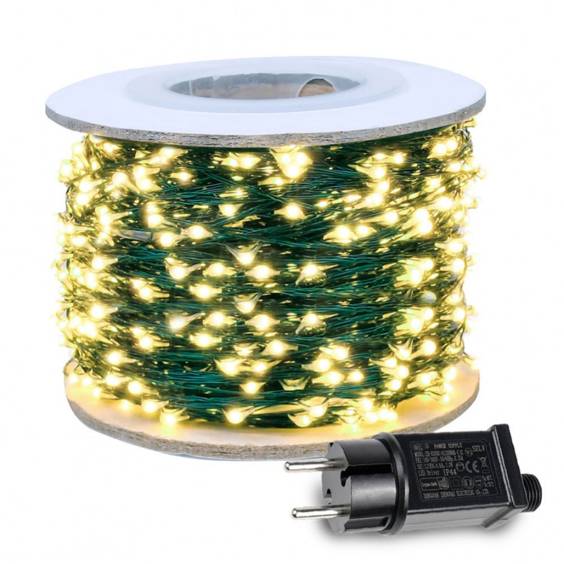 Grün Kupfer Draht Lichterkette 30M mit 300 LEDs, mit Transformator, für