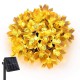 Solar Lichterkette 3M mit 20 Lotusblumen-LEDs, Dunkelgrün Kabel, Warm Licht, für Außen