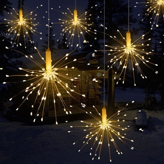 Pendel Feuerwerk Lichterkette mit 100 Mini-LEDs, Kupferdraht, Strombetrieben, Warm Licht, Für Innen