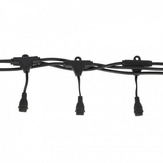 Kabel 10M mit 20 Pendel Fassungen E12, Schwarzes Kabel, Verbindbar 800W, für Außen