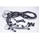 Kabel mit Pendel 15M mit 15 Fassungen E27, Pendellänge 1M, Schwarzes Kabel, Verbindbar 1500W, für Außen